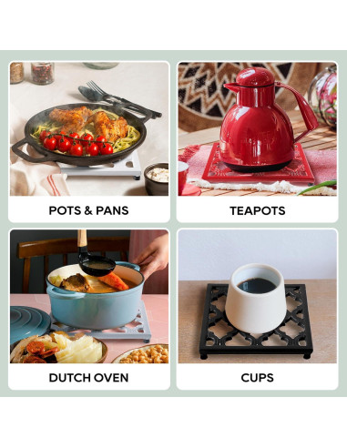 Trivet de Hierro Fundido JOGREFUL Rojo Cuadrado 0.79 kg