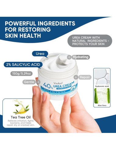 Crema de Urea 40% VREKEF con Ácido Salicílico 2% para Pies