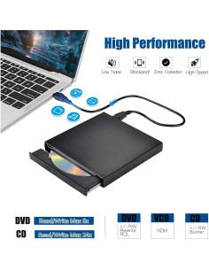 Unidad Externa de CD/DVD Svemei USB 2.0 con Adaptador Type-C 2
