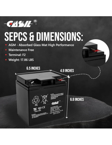 Batería de Reemplazo 12V 25Ah Simplex Grinnell 2081-9287 - Paquete de 2