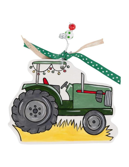 Adorno Navideño Tractor Glory Haus - Cerámica Pintada a Mano