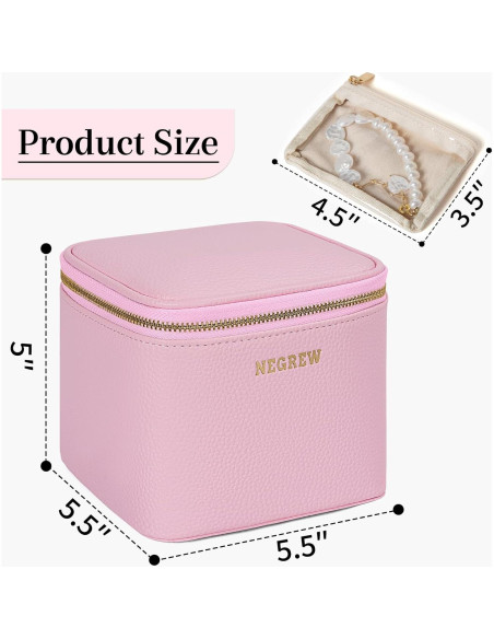 Caja de Joyería de Viaje FREEAMG Rosa 6 Compartimentos