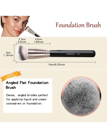 Brocha de Fundación ENERGY 170 en Ángulo para Maquillaje