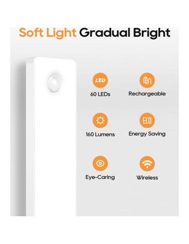 Iluminación Bajo Gabinete Auxoda 33 cm LED Inalámbrica 3000K