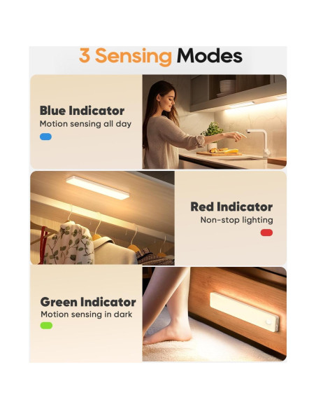 Iluminación Bajo Gabinete Auxoda 33 cm LED Inalámbrica 3000K