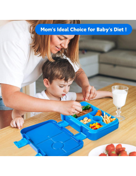 Caja de Almuerzo Bento Azul para Niños 6 Compartimentos BPA Free