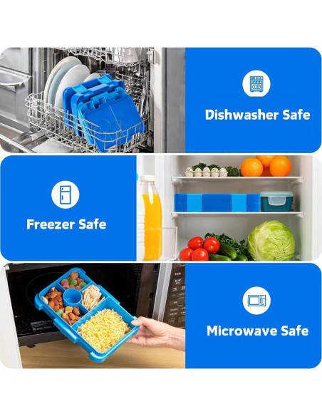 Caja de Almuerzo Bento Azul para Niños 6 Compartimentos BPA Free