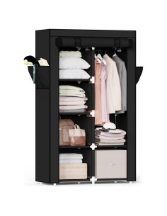 Armario Portátil Mavivegue Negro 86.36x45.72x162.56 cm