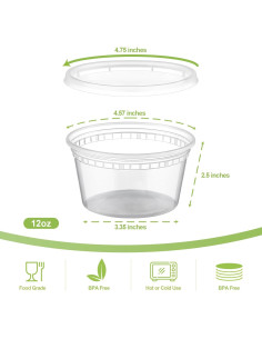 AOZITA 32 Contenedores de Plástico 12 oz Herméticos para Alimentos 2