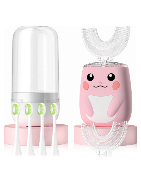Cepillo de dientes eléctrico ELOTAME U para niños 2-7 años Rosa