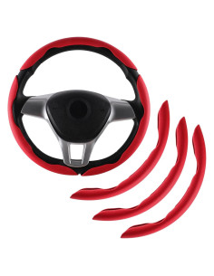 Cubierta de Volante de Cuero Nappa Amiss Rojo Universal 3PCS