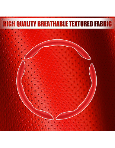 Cubierta de Volante de Cuero Nappa Amiss Rojo Universal 3PCS