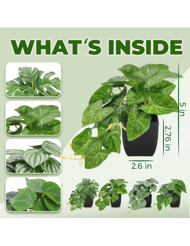 4 Pcs Plantas Falsas Negras Der Rose para Decoración Interior