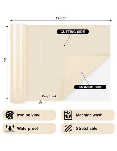Vinilo de Transferencia de Calor Beige GIRAFVINYL 30.48x152 cm