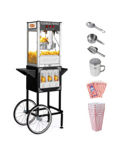 Máquina de Palomitas ROVSUN 8 Onzas con Carrito y Accesorios