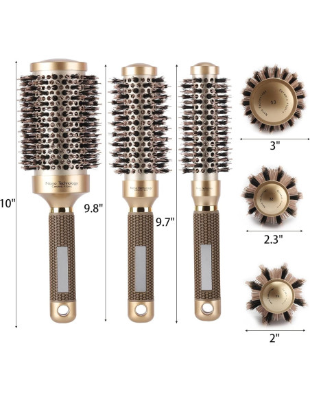 Juego de 3 Cepillos Redondos Térmicos BTYMS - Cerámica y Jabalí