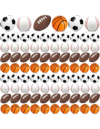 96 Mini Pelotas de Estrés Deportivas Oleitodh - Fútbol, Baloncesto, Béisbol