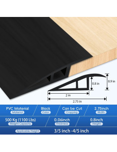 Tira de transición autoadhesiva EaseInstall 91.44 cm Negro 2