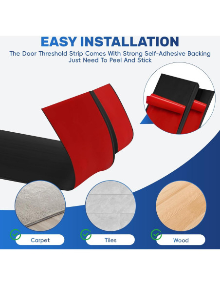 Tira de transición autoadhesiva EaseInstall 91.44 cm Negro