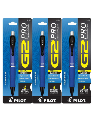 Bolígrafo de Gel Pilot G2 Pro Retráctil 0.3mm Tinta Negra - Paquete de 3