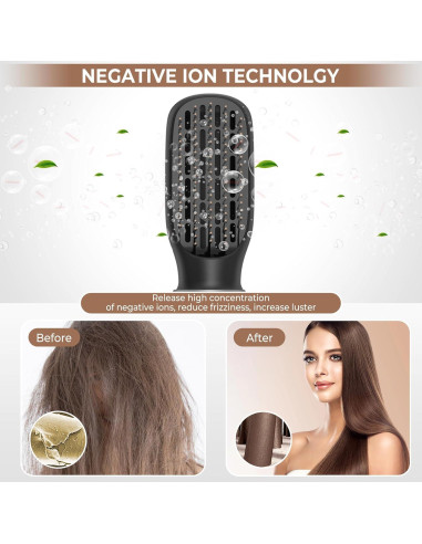 Cepillo Secador 6 en 1 Yitrust Negro Dorado, Estilizador de Cabello