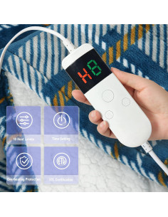 Manta eléctrica calefaccionada DANENOSA 127x152cm azul suave 2