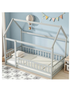 Cama en el Suelo Twin Bellemave Casa de Madera Gris