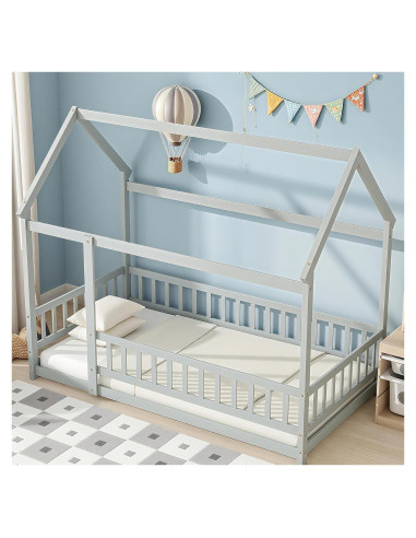 Cama en el Suelo Twin Bellemave Casa de Madera Gris