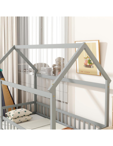 Cama en el Suelo Twin Bellemave Casa de Madera Gris