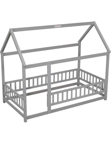 Cama en el Suelo Twin Bellemave Casa de Madera Gris