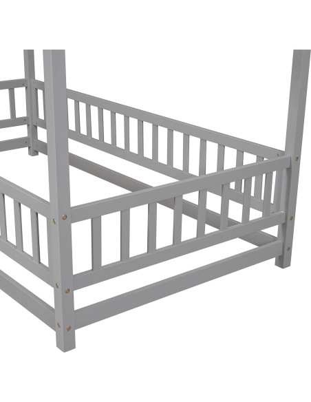 Cama en el Suelo Twin Bellemave Casa de Madera Gris