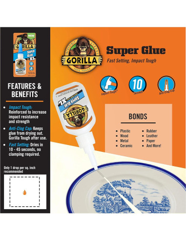 Gorilla Super Glue 25g - Pegamento Transparente Multiusos