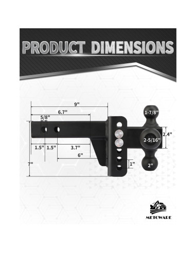 Enganche de Remolque Ajustable METOWARE Tri-Bola 12,500 LBS