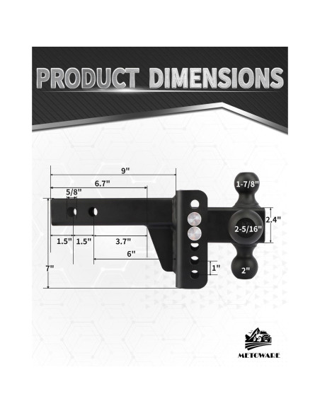 Enganche de Remolque Ajustable METOWARE Tri-Bola 12,500 LBS