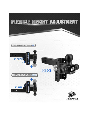 Enganche de Remolque Ajustable METOWARE Tri-Bola 12,500 LBS