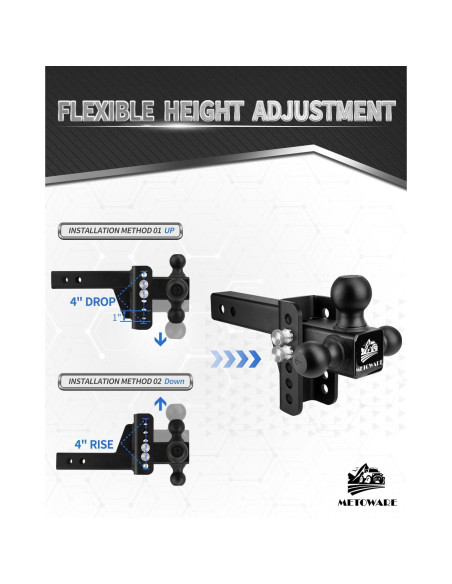 Enganche de Remolque Ajustable METOWARE Tri-Bola 12,500 LBS