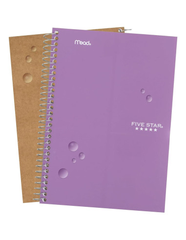 Cuaderno Espiral 2 Materias Five Star Púrpura 80 Hojas