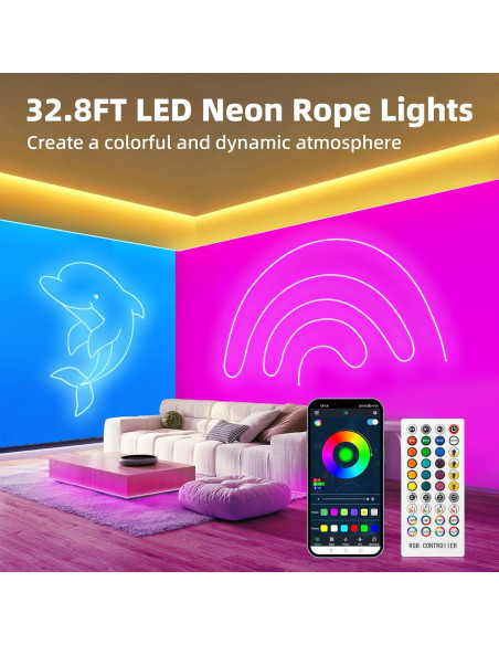 Tira LED Neón RGB 10m ELOUYCKE Control Remoto y App IP65