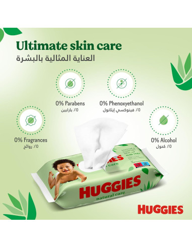 Toallitas Húmedas Huggies Cuidado Natural Aloe Vera 56 Unidades