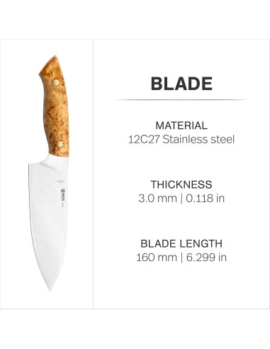 Cuchillo de Chef HELLE Dele 16 cm Acero Inoxidable Full Tang