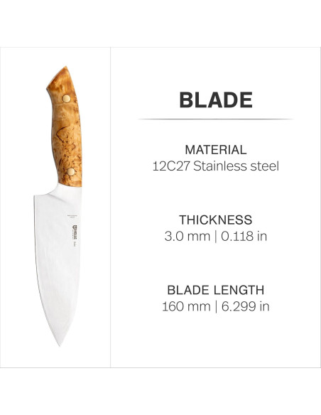 Cuchillo de Chef HELLE Dele 16 cm Acero Inoxidable Full Tang