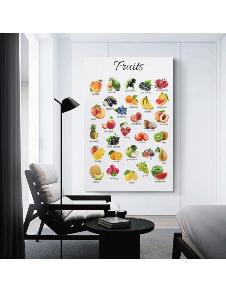 Póster Educativo de Frutas ZGOBMZ 40x60 cm Montessori