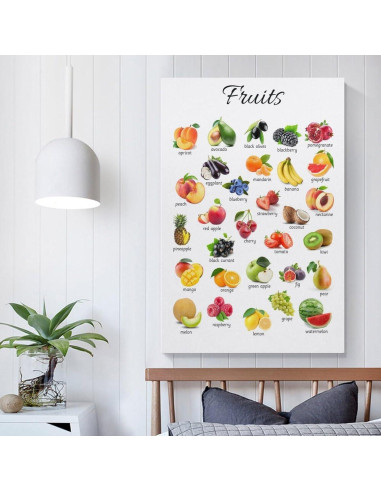 Póster Educativo de Frutas ZGOBMZ 40x60 cm Montessori