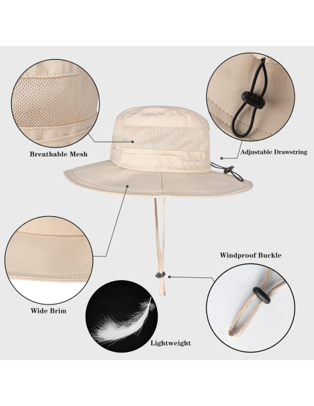 Sombrero de Sol Unisex Beige UPF 50+ Impermeable Plegable