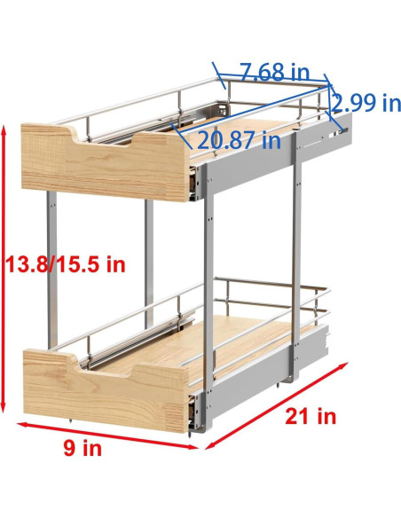 Organizador de Gabinete Extraíble Sikarou 22.86x53.34cm Madera