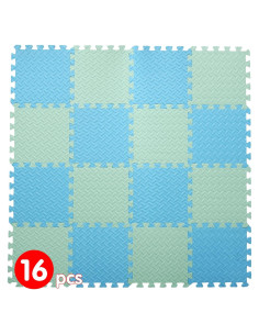 16 Azulejos Alfombra de Juego EVA Tamiplay 30x30 cm Verde/Azul