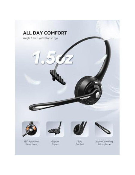Auricular Inalámbrico TECKNET HS004 Bluetooth 5.2 con Micrófono