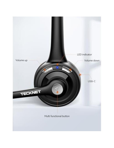 Auricular Inalámbrico TECKNET HS004 Bluetooth 5.2 con Micrófono