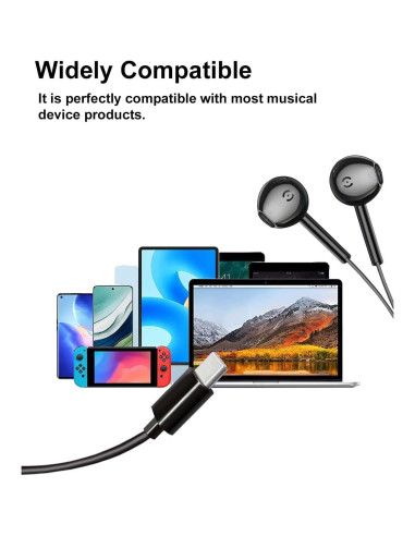 Auriculares USB C MAS CARNEY TH7 In Ear con Micrófono - Compatibles iPhone, Samsung, Google