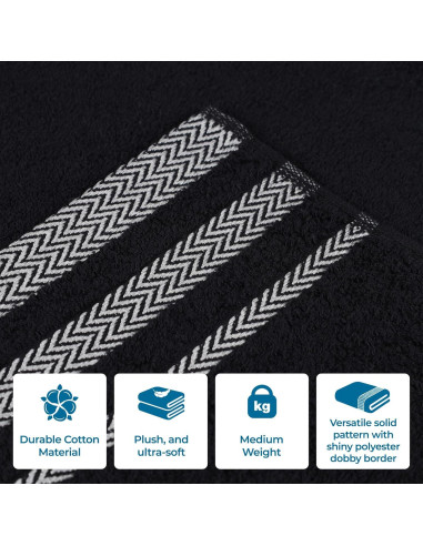 Juego de Toallas de Algodón Superior Hays 12 Piezas Negro